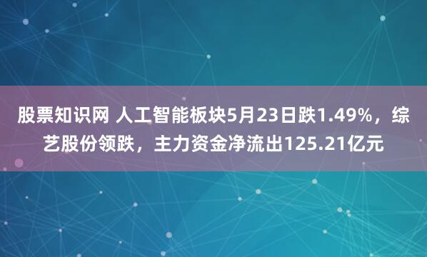 股票知识网 人工智能板块5月23日跌1.49%，综艺股份领跌，主力资金净流出125.21亿元